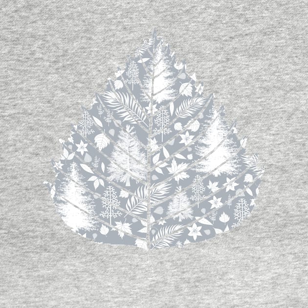 White Christmas Pattern with Nature Details by cesartorresart